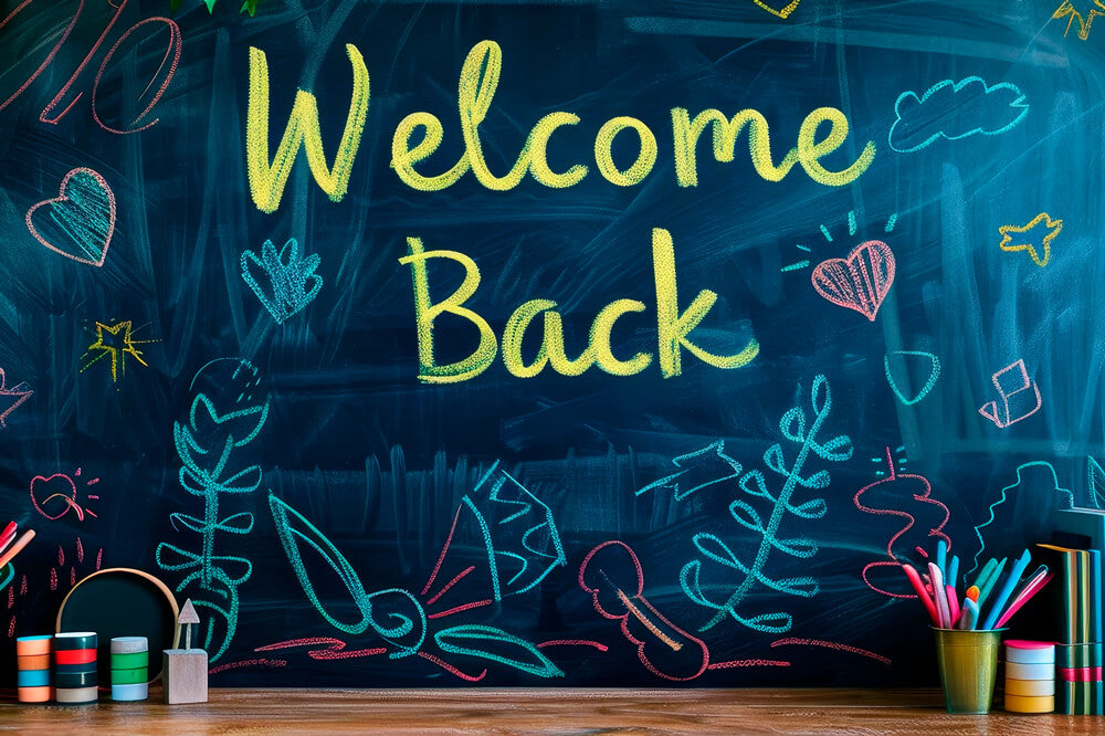 Toile de fond dessin à la craie colorée retour à l'école RR6-39