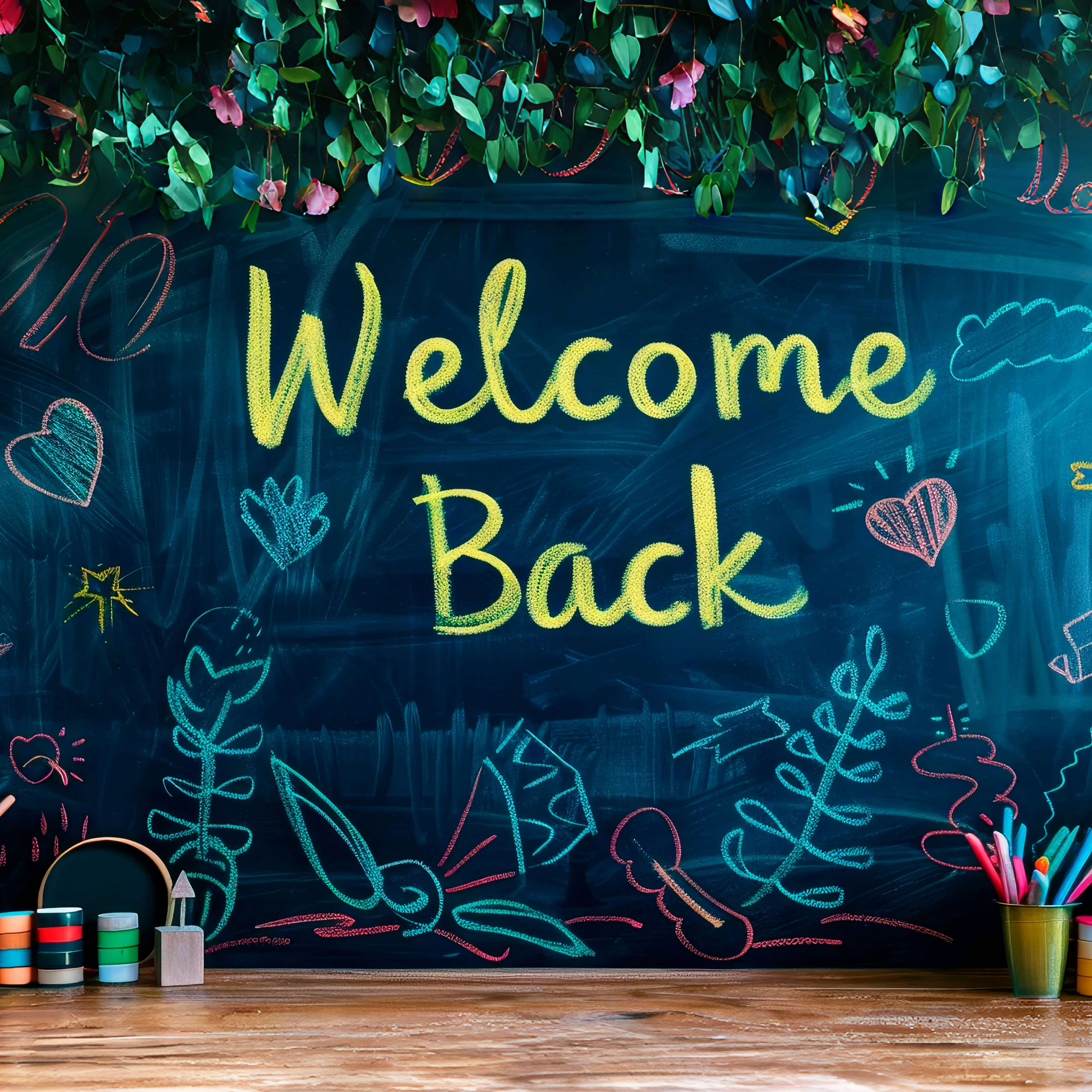 Toile de fond dessin à la craie colorée retour à l'école RR6-39