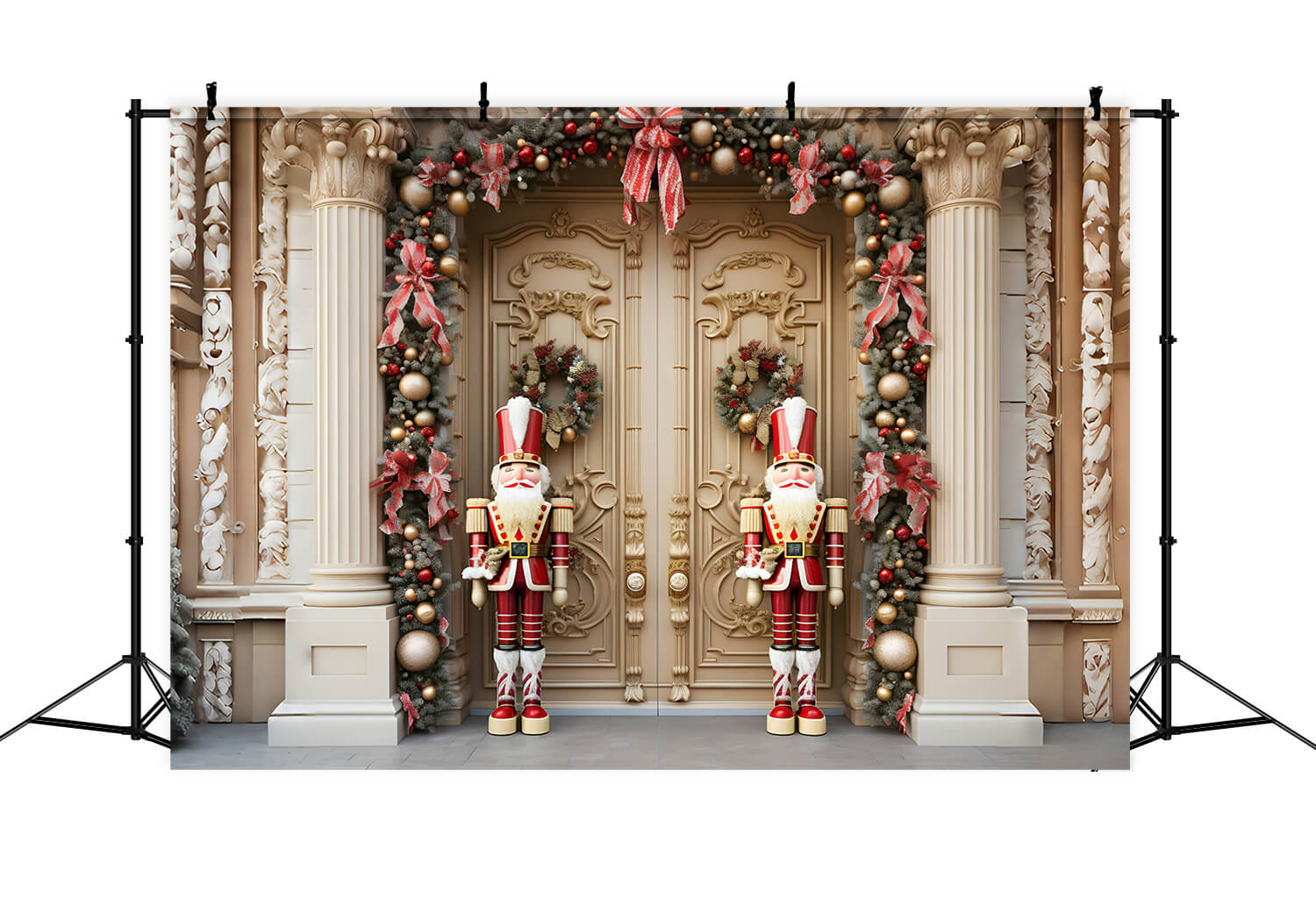Toile de fond couronne de porte de Noël luxueuse casse-noisette RR6-51