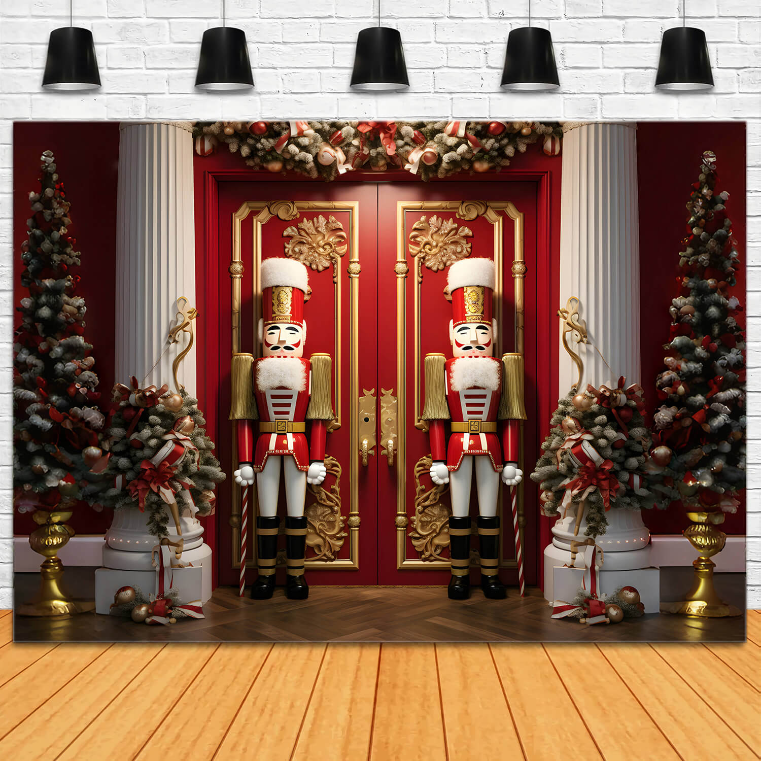 Toile de fond casse-noisette arbres de Noël porte photographie RR6-52