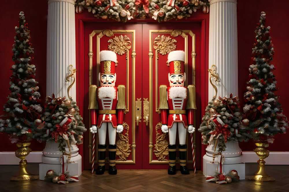Toile de fond casse-noisette arbres de Noël porte photographie RR6-52
