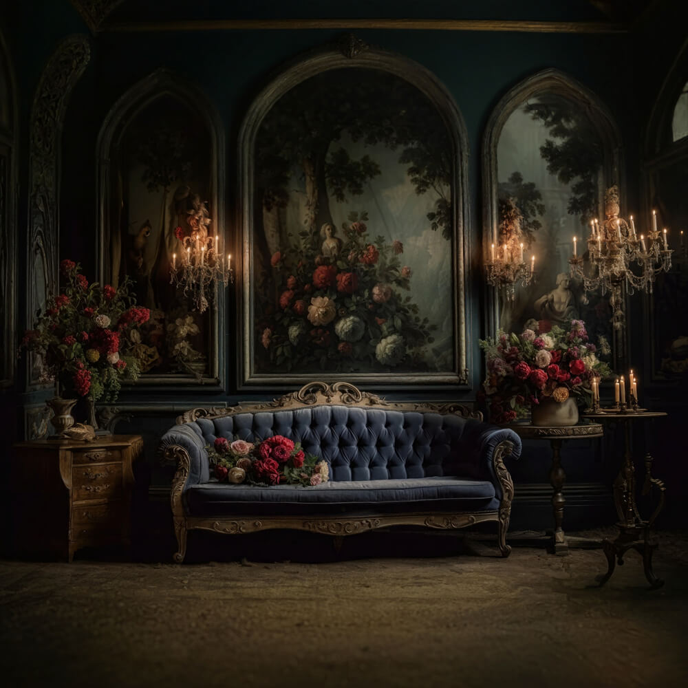 Toile de fond salon victorien mur rétro canapé RR6-63