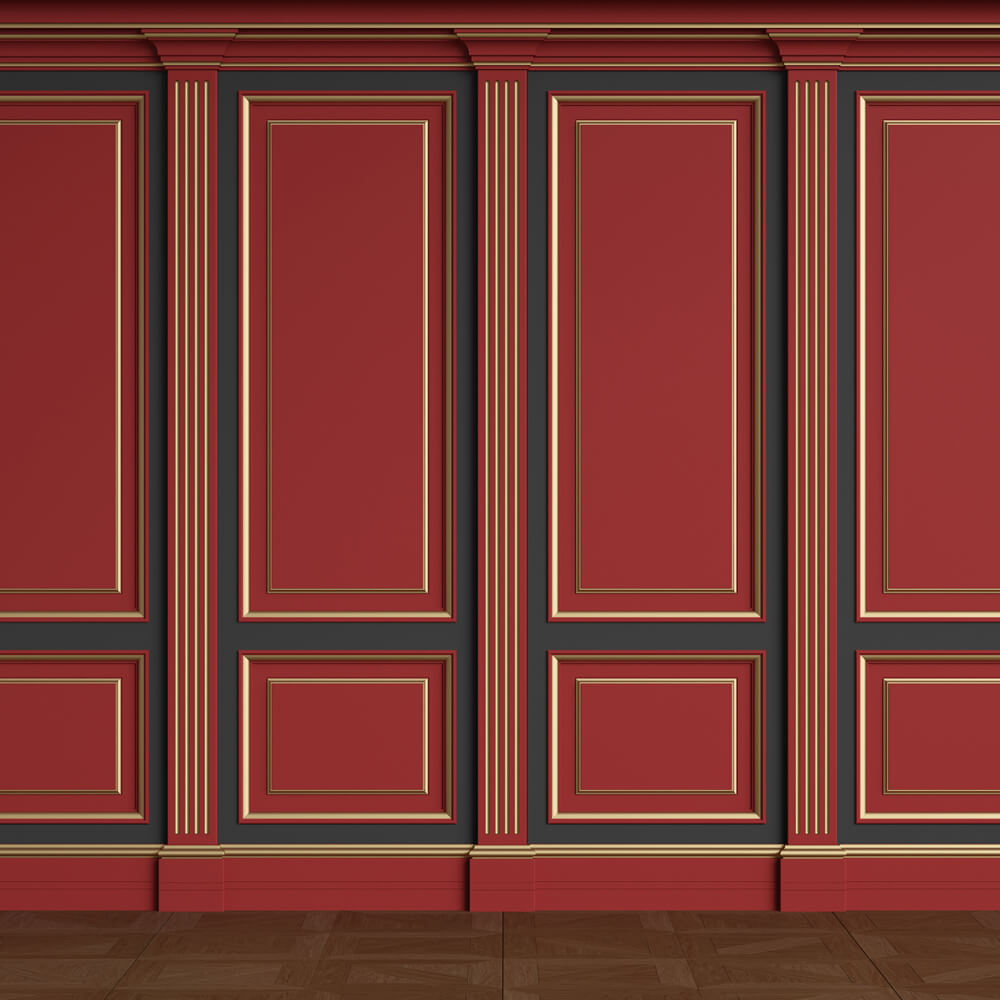 Toile de fond avec Sol Mural Rétro Rouge Doré Ancien RR6-72