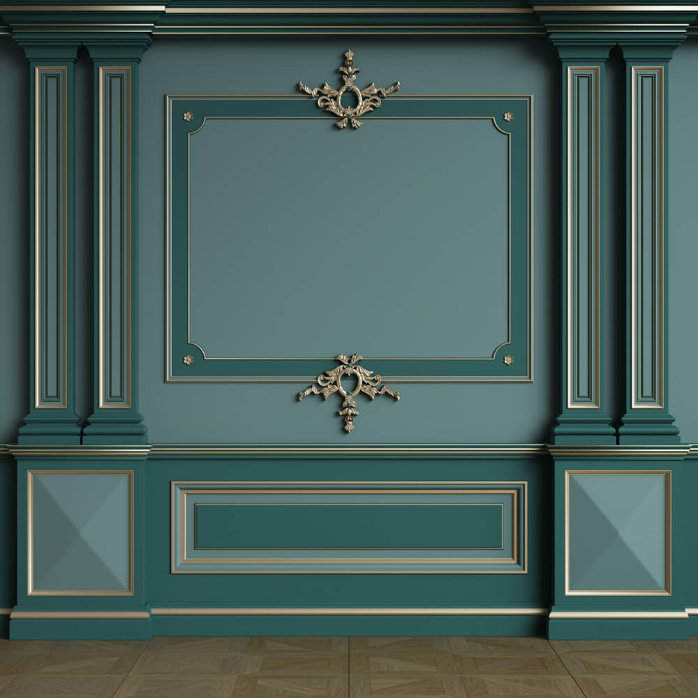 Toile de fond Intérieur Mur Rétro avec Moulures Classiques RR6-79