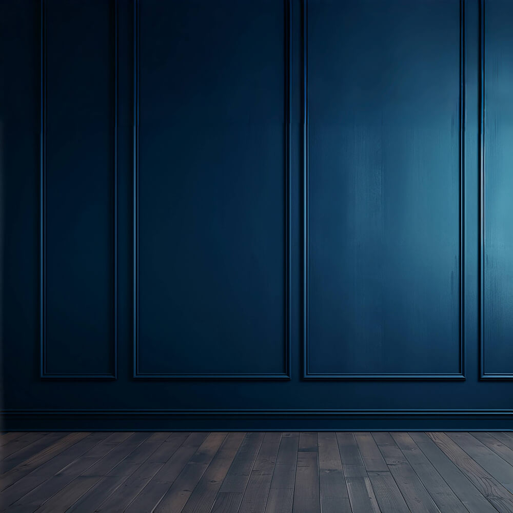 Toile de fond Mural Rétro Bleu Vintage avec Sol en Bois RR6-81