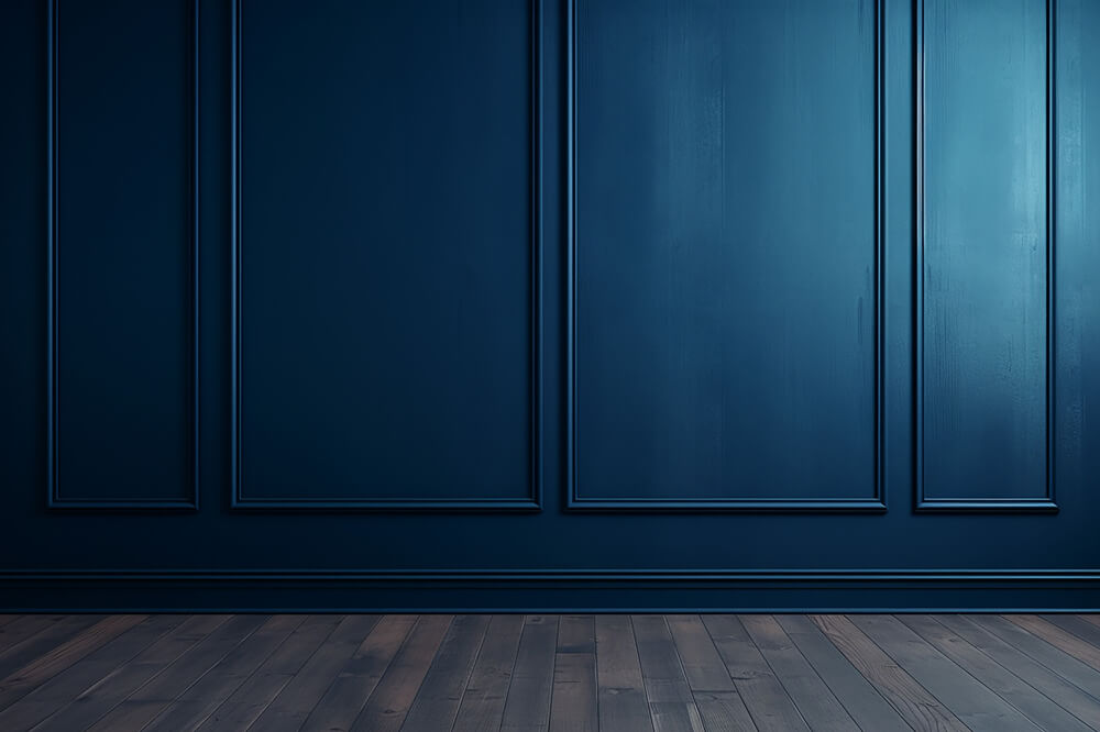 Toile de fond Mural Rétro Bleu Vintage avec Sol en Bois RR6-81