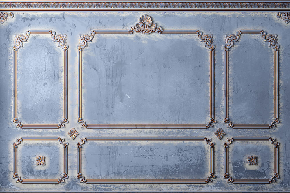 Toile de fond Mural Rétro Bleu Ancien en Stuc Vintage RR6-85
