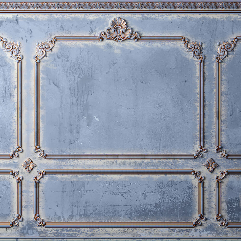 Toile de fond Mural Rétro Bleu Ancien en Stuc Vintage RR6-85