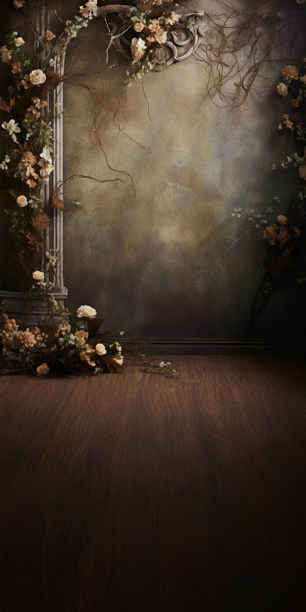 Toile de fond Beaux-Arts Balayée Fleur Abstraite Marron RR6-93