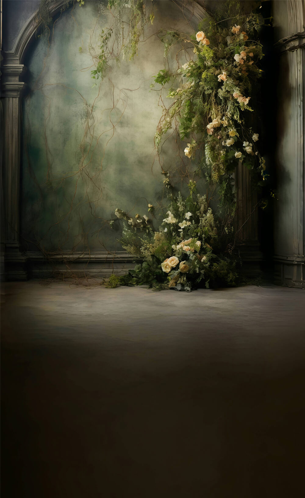 Toile de fond de Photographie Florale Balayée Beaux-Arts Verte RR6-94