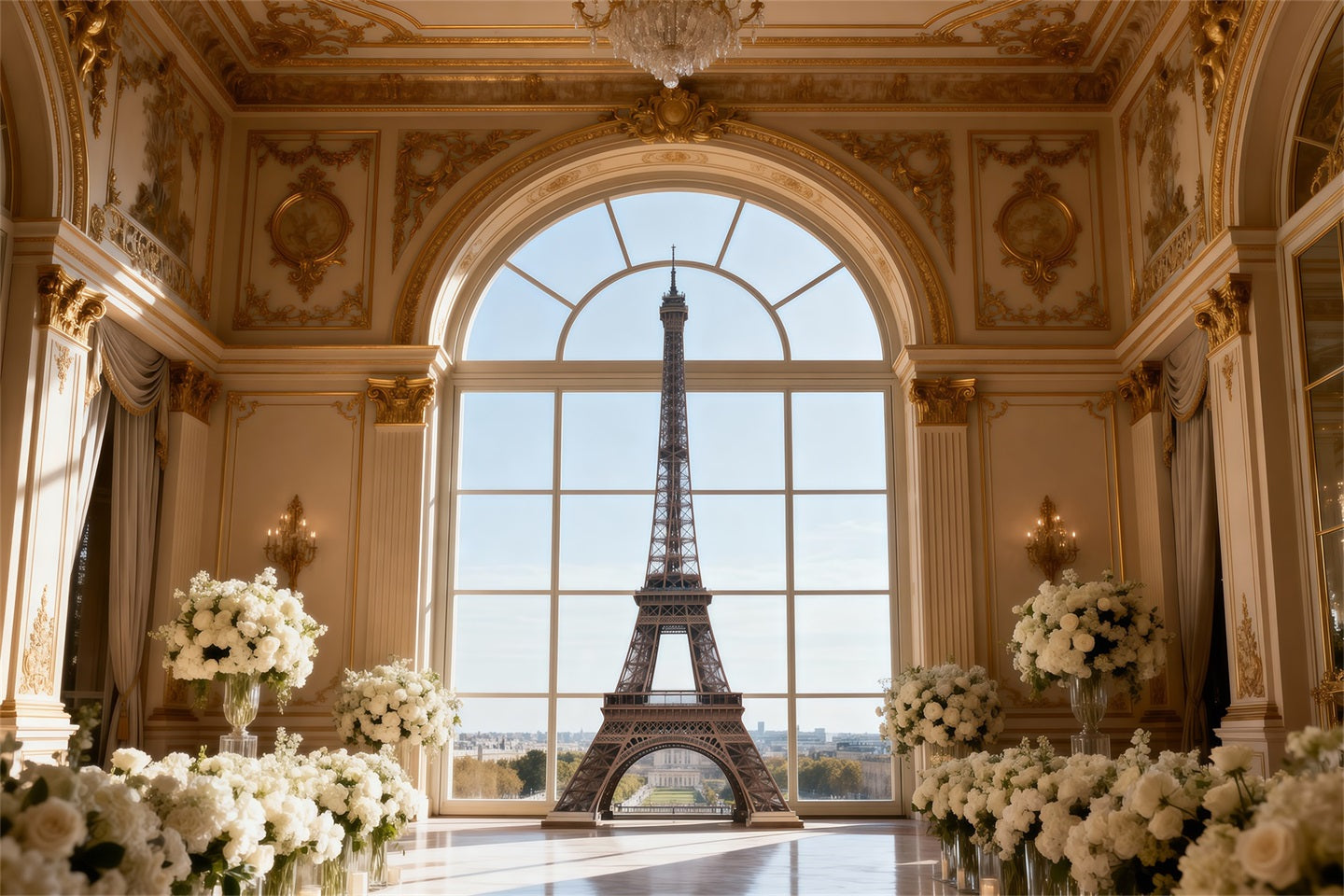 Toile de fond Photo Tour Eiffel Fenêtre Palais Grand Élégance RR61-39