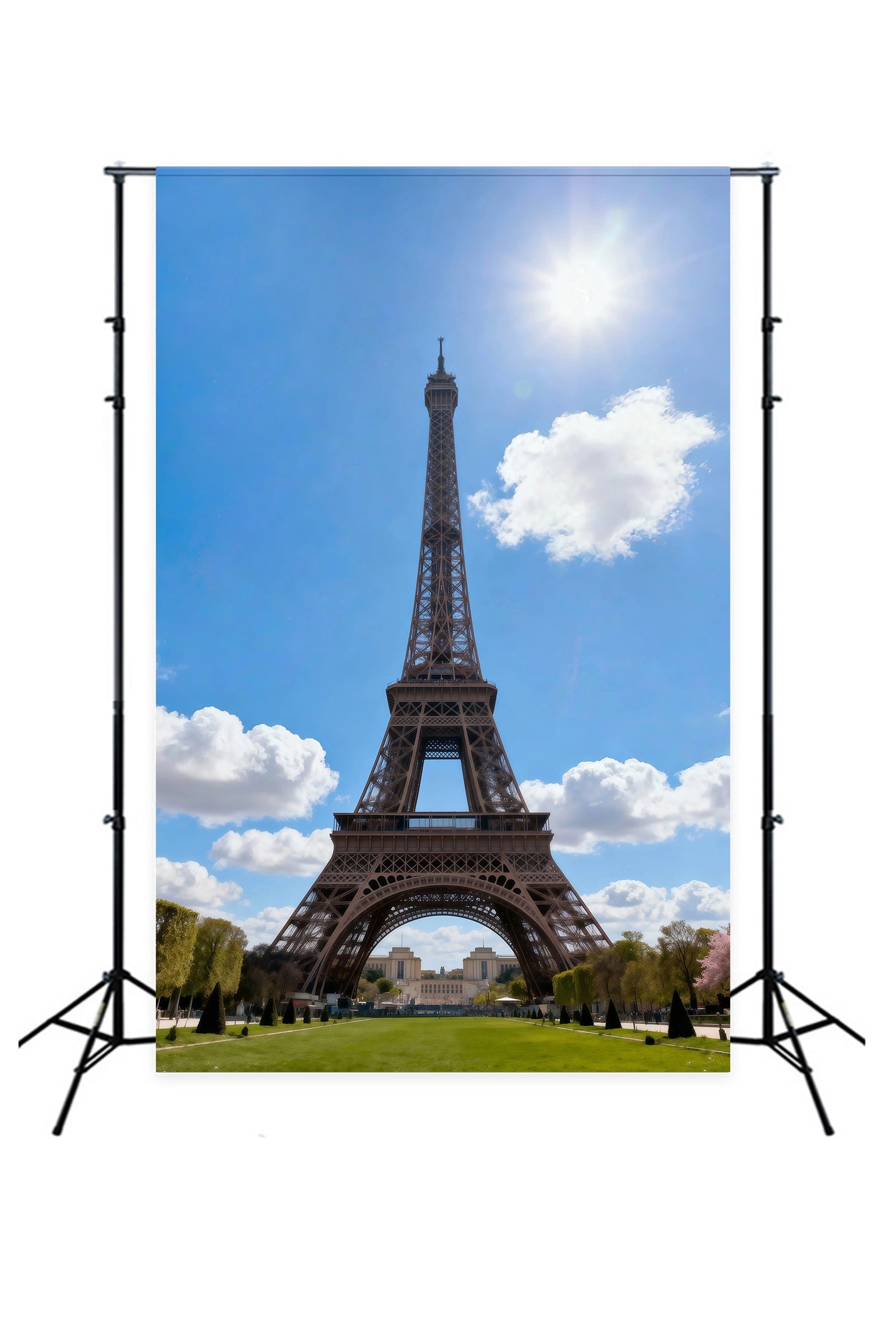 Fond Photo Tour Eiffel Monument Ciel Bleu Baigné De Soleil RR61-40
