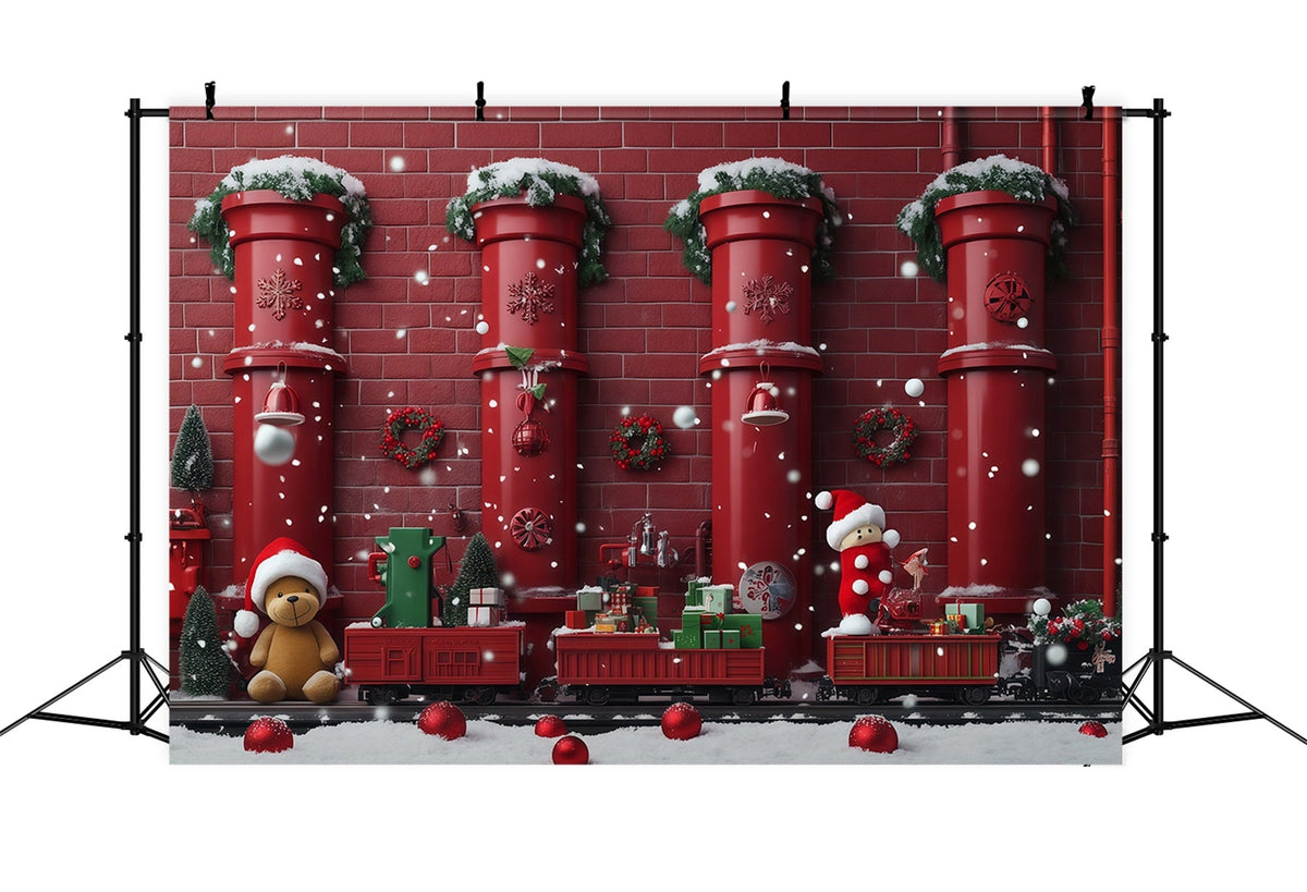 Fond Photo De Noël Train Jouet Rouge RR610-102