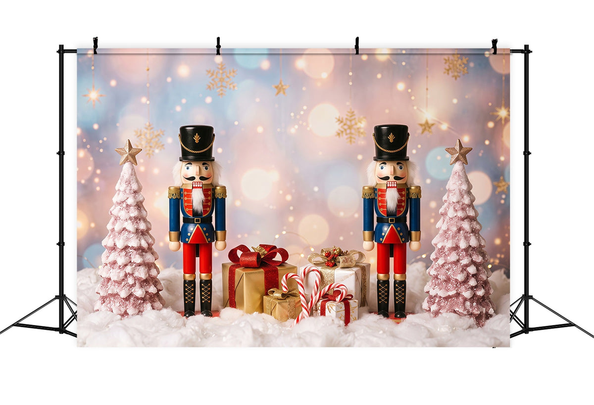Fond Photo De Noël Sapins Roses Enneigés Casse-Noisette RR610-106