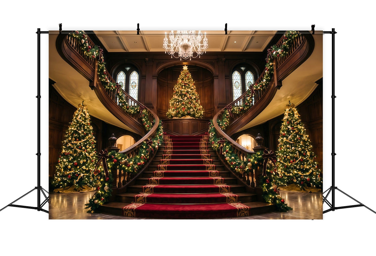 Fond De Noël Salon Hall Double Escalier Orné RR610-108