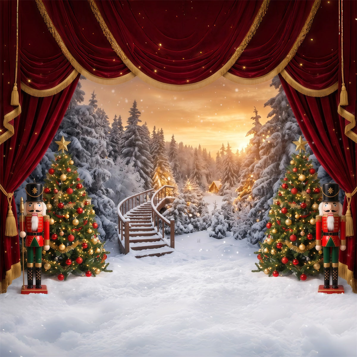 Fond De Noël Forêt Hivernale Scène Casse-Noisette RR610-109