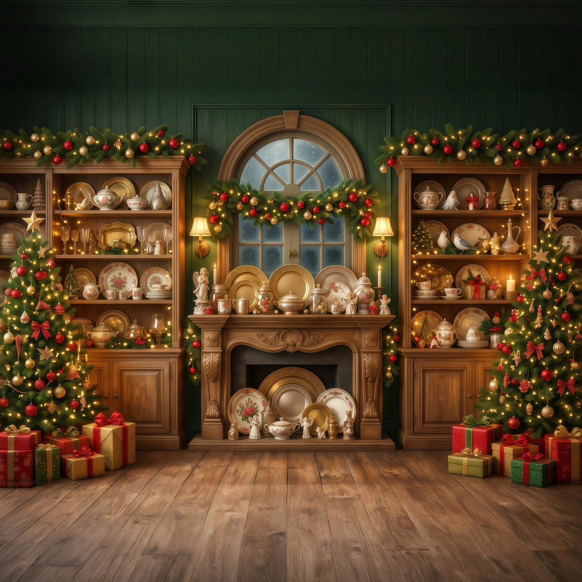 Fond Photo Père Noël Armoire Vintage Porcelaine Festive RR610-128