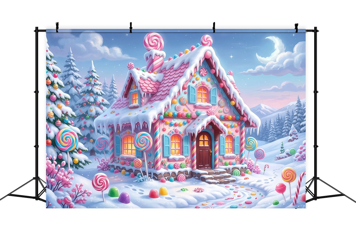 Fond Maison Pain D'Épices Cottage Bonbons Pastel Enneigé RR610-133