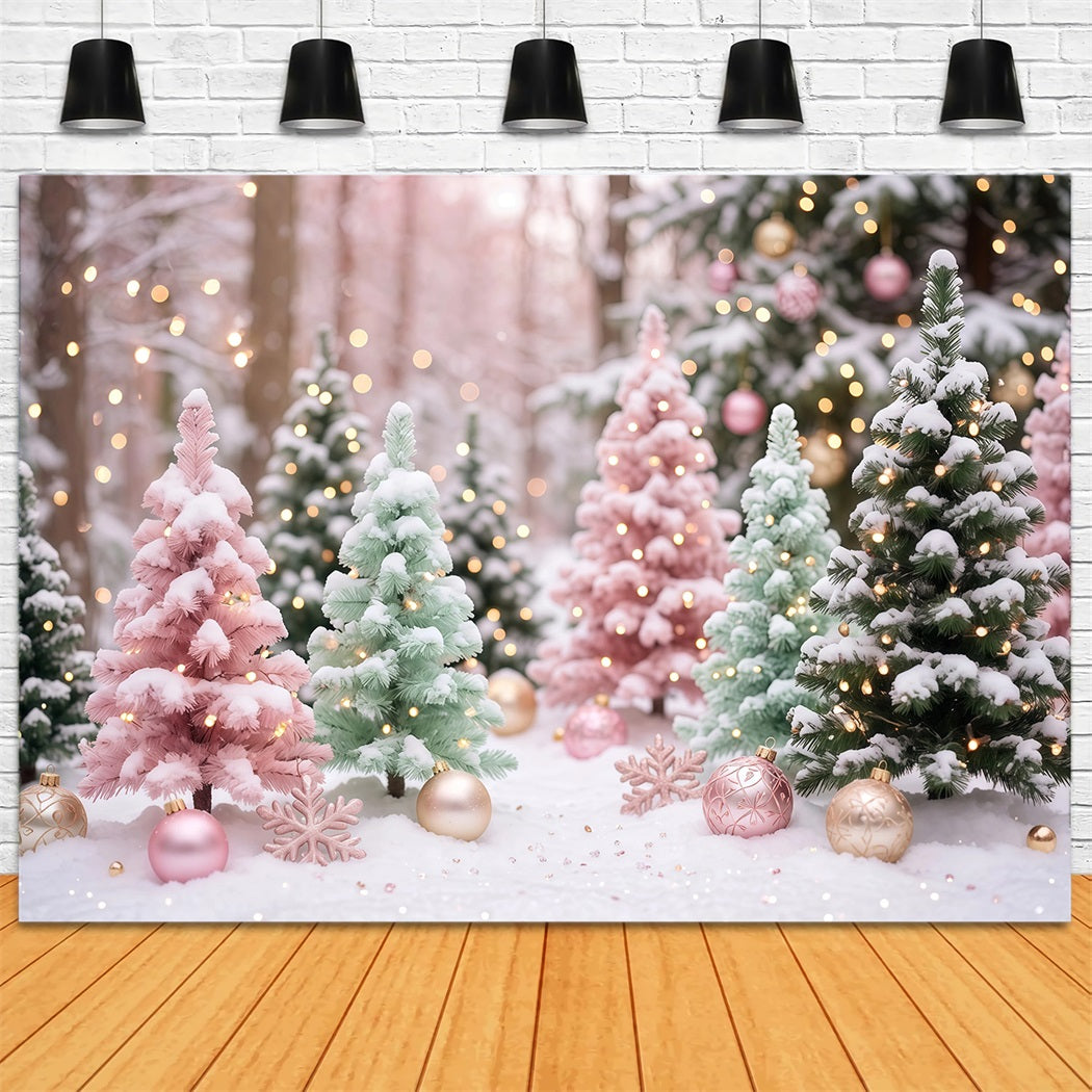 Fond De Sapins De Noël Pins Pastel Givrés RR610-136
