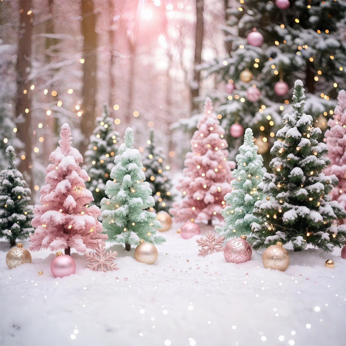 Fond De Sapins De Noël Pins Pastel Givrés RR610-136