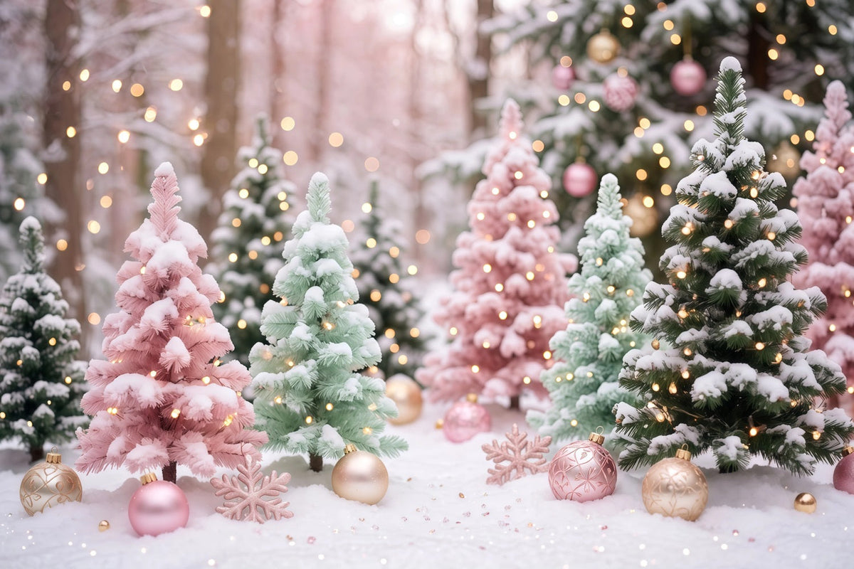 Fond De Sapins De Noël Pins Pastel Givrés RR610-136
