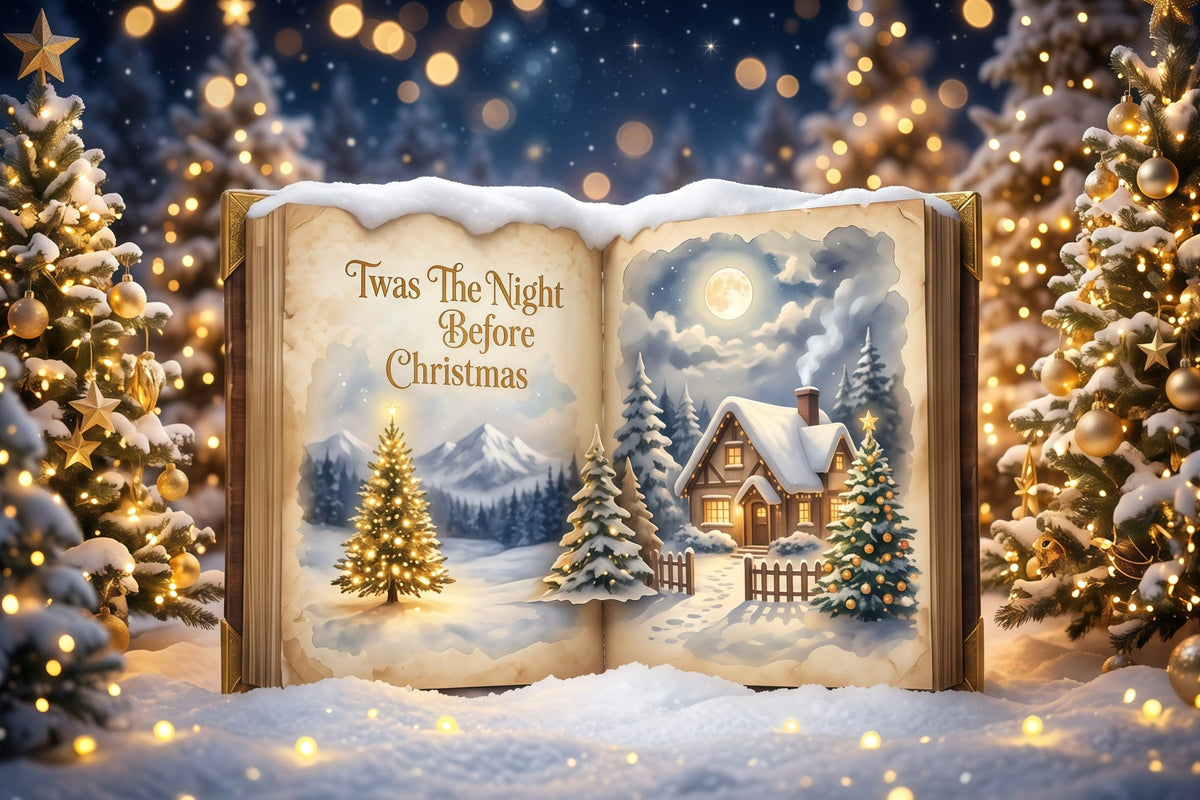 Fond Photo De Noël Cottage Histoire Clair De Lune Chant RR610-14
