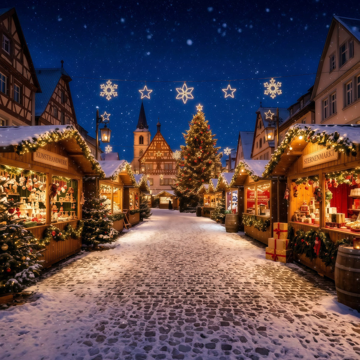Fond De Ville De Noël Place Marché Européenne Enneigée RR610-146