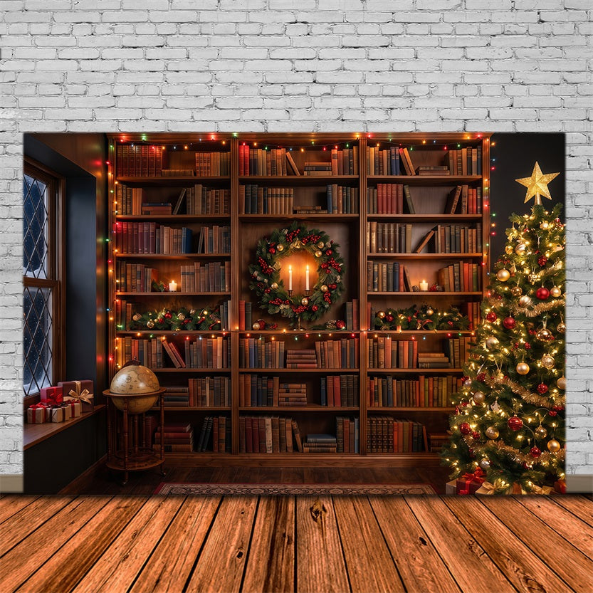 Fond De Noël Victorien Bibliothèque Festive Livres Lumineux RR610-149