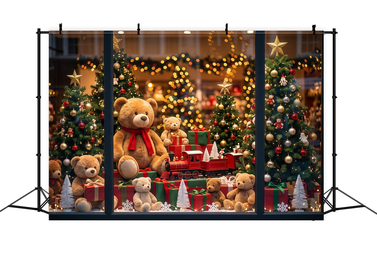 Fond Atelier Jouets Père Noël Vitrine Ours En Peluche RR610-155
