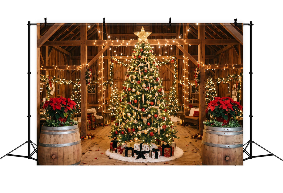 Fond Photo De Noël Grange Rustique Présentoir Sapin RR610-160