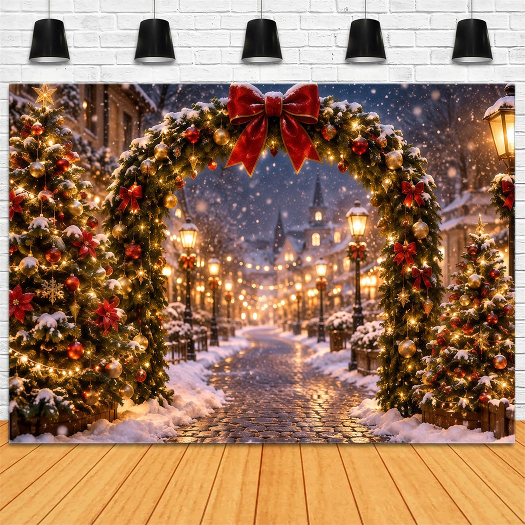 Fond Photo De Noël Arche Village Lumineux RR610-166