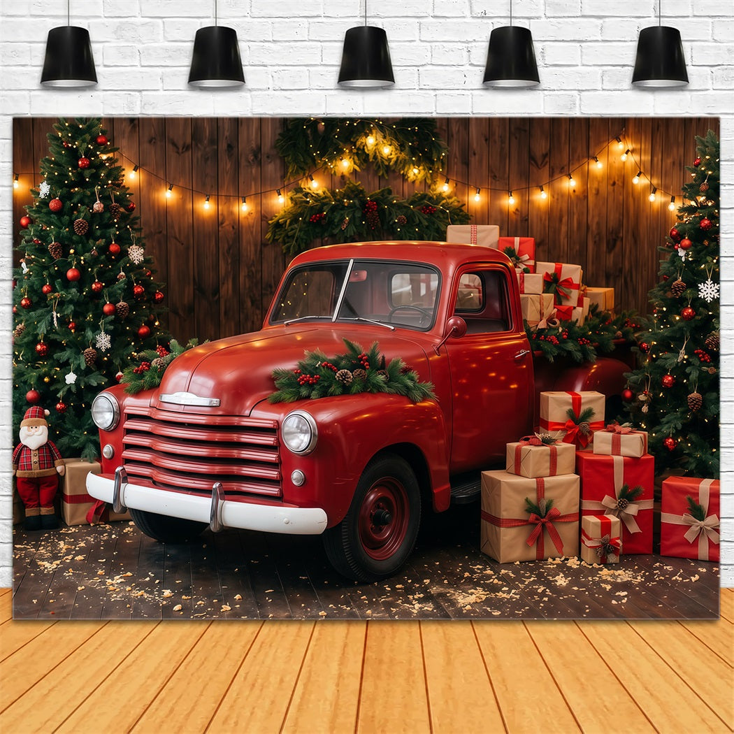 Fond Photo De Noël Camion Rouge Festif Vintage RR610-175