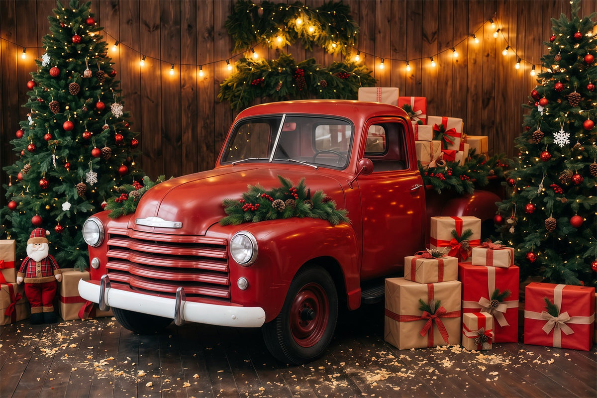 Fond Photo De Noël Camion Rouge Festif Vintage RR610-175