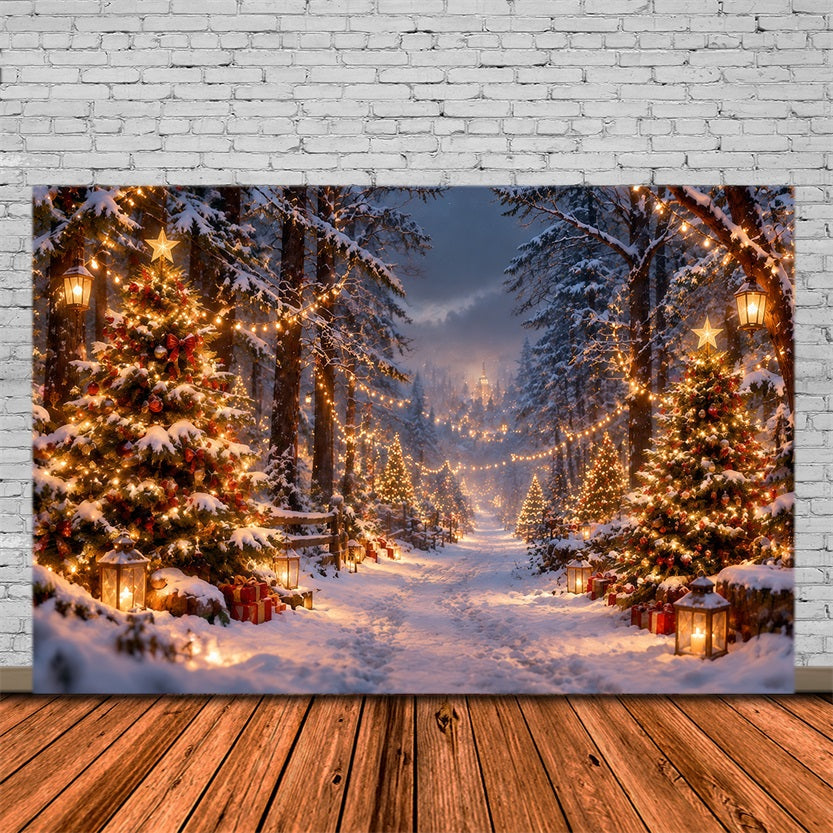 Fond Photo Ferme De Sapins Sentier Forestier Enneigé Lumineux RR610-181