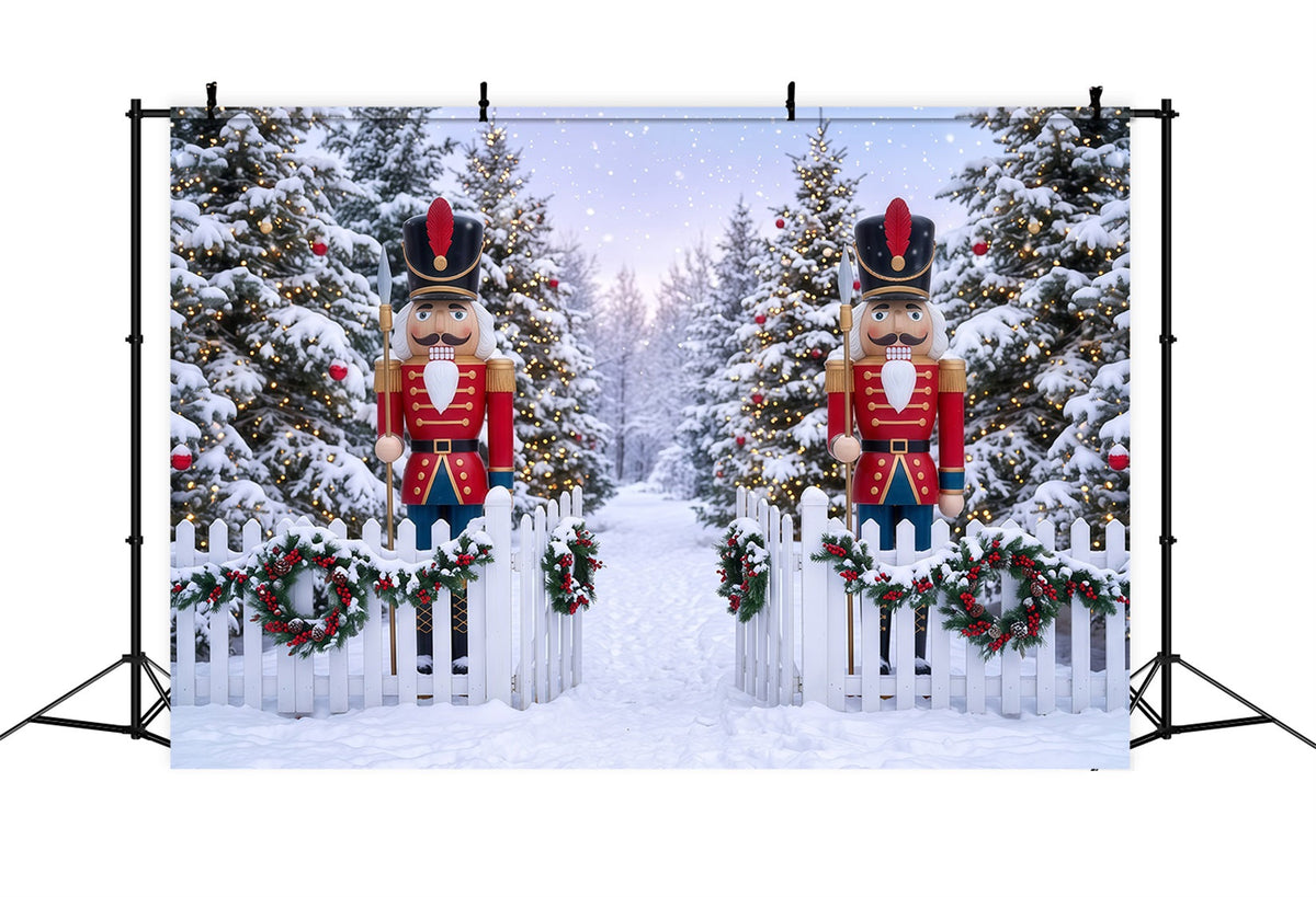 Fond De Noël Porte Forêt Hivernale Casse-Noisette RR610-2