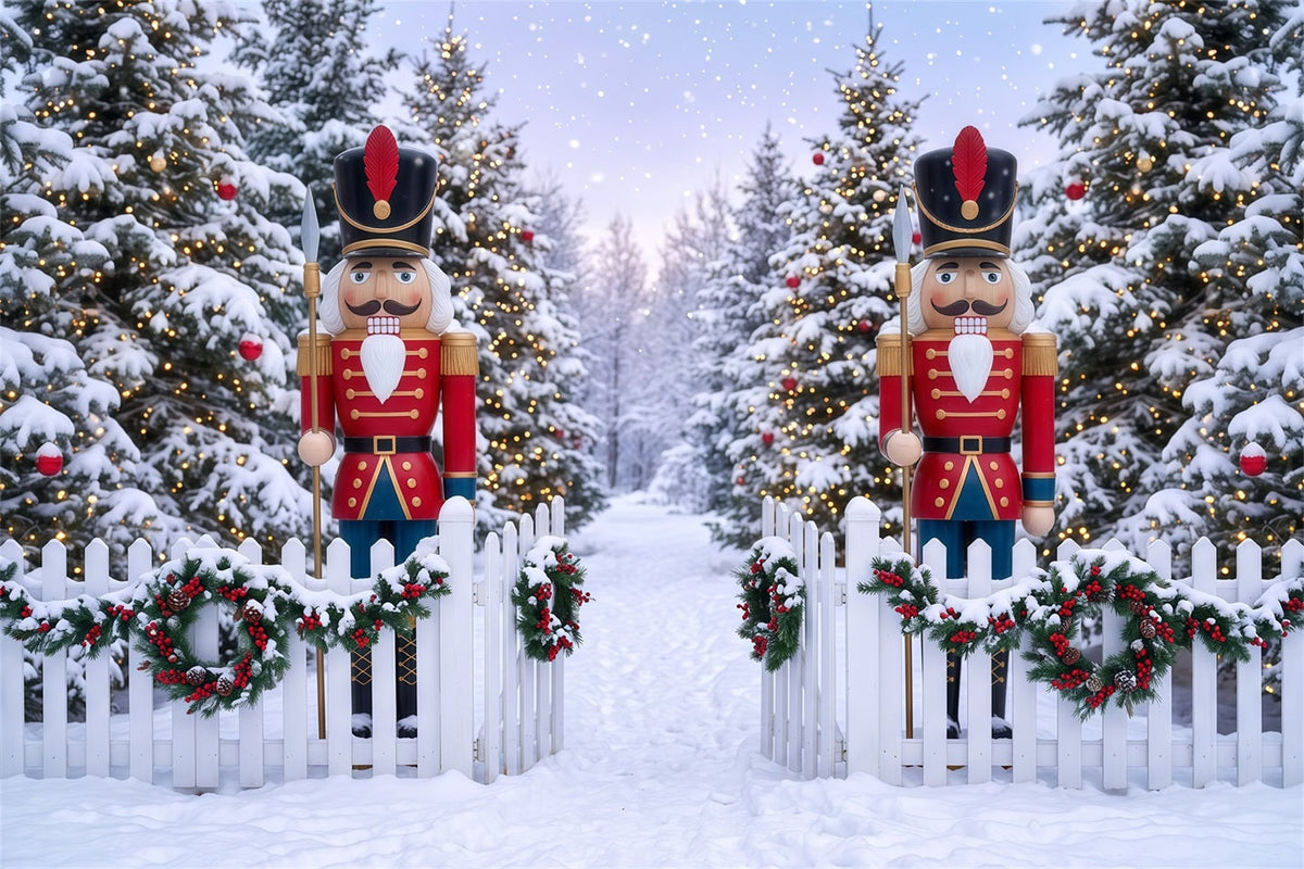 Fond De Noël Porte Forêt Hivernale Casse-Noisette RR610-2