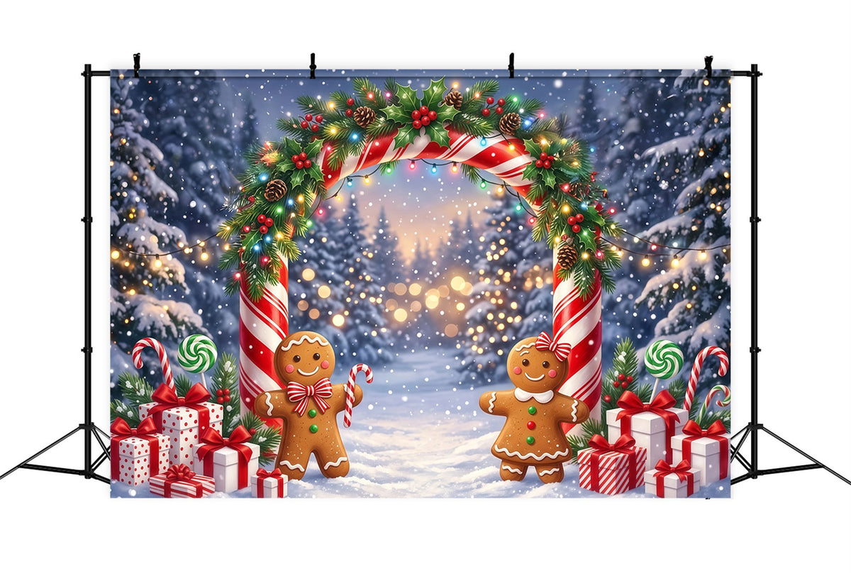 Fond De Noël Forêt Nocturne Bonbons Sucre Bokeh RR610-3