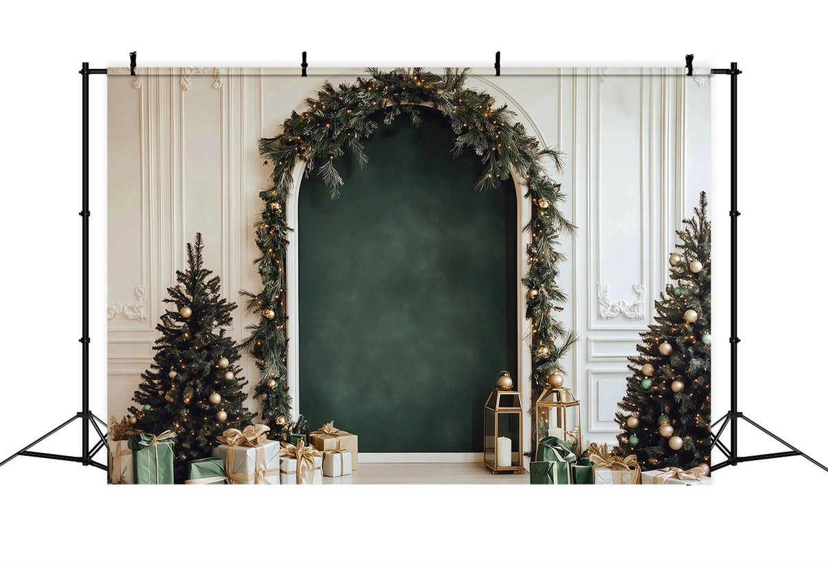 Fond De Noël Arche Guirlande Verte Élégante RR610-36