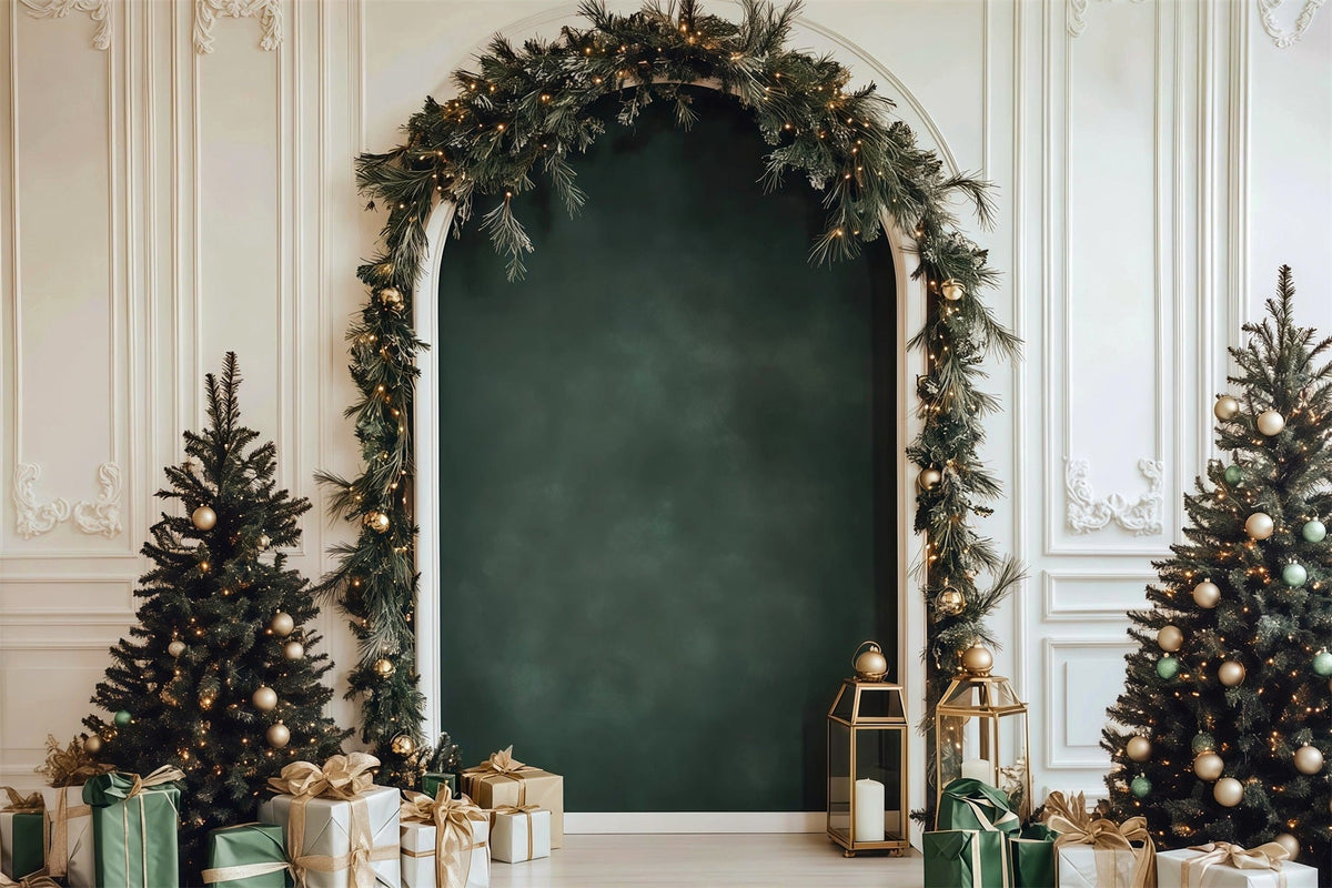 Fond De Noël Arche Guirlande Verte Élégante RR610-36