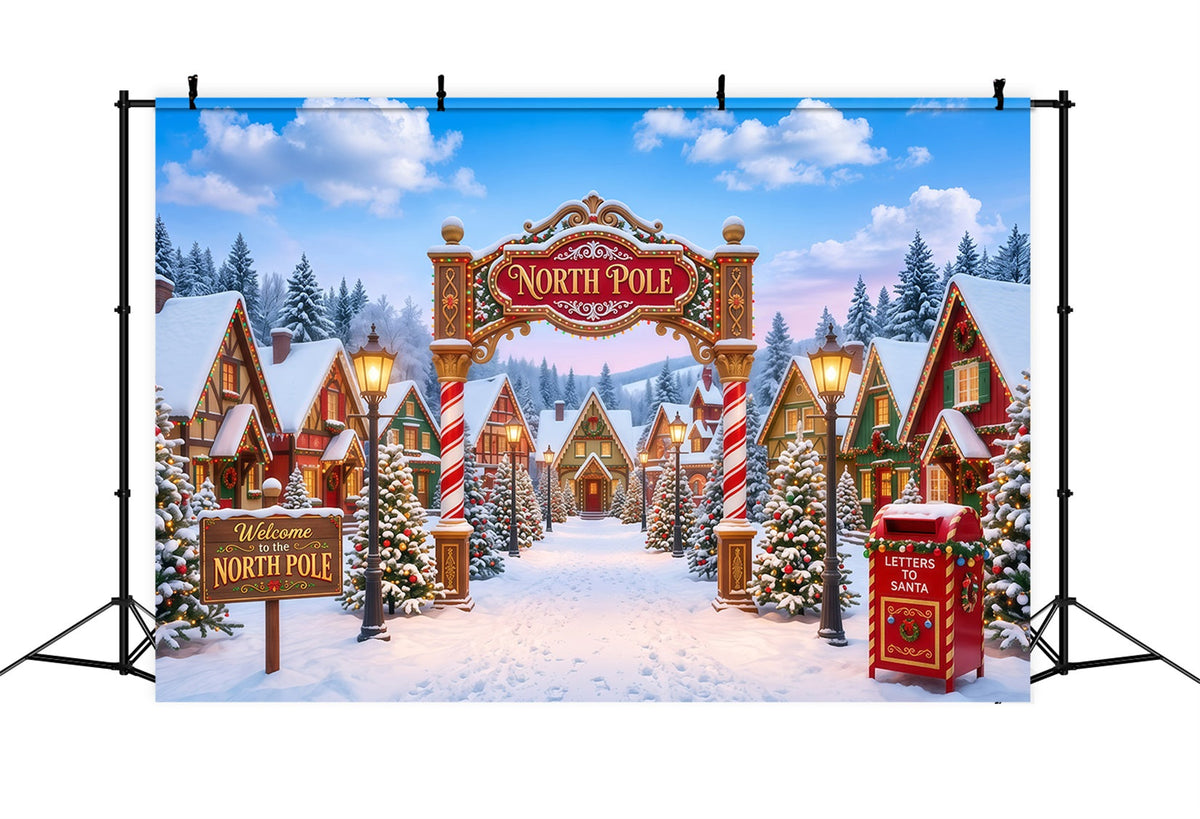 Grand Fond Photo De Noël Village Enneigé Fantaisiste Pôle Nord RR610-42
