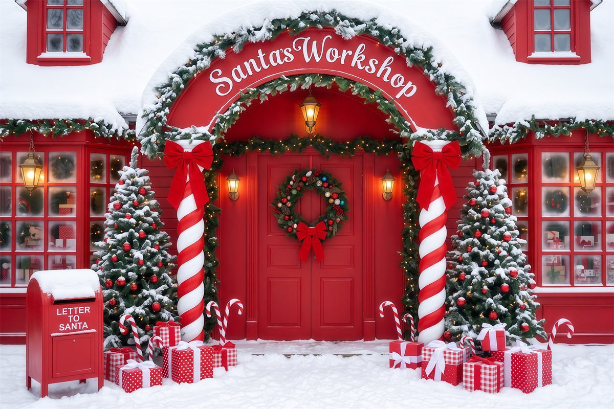 Fond De Noël Porte Bonbons Sucre Enneigée Rouge RR610-60