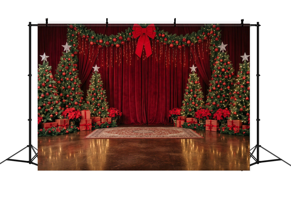 Fond Photo De Noël Scène Velours Rouge Sapin RR610-69