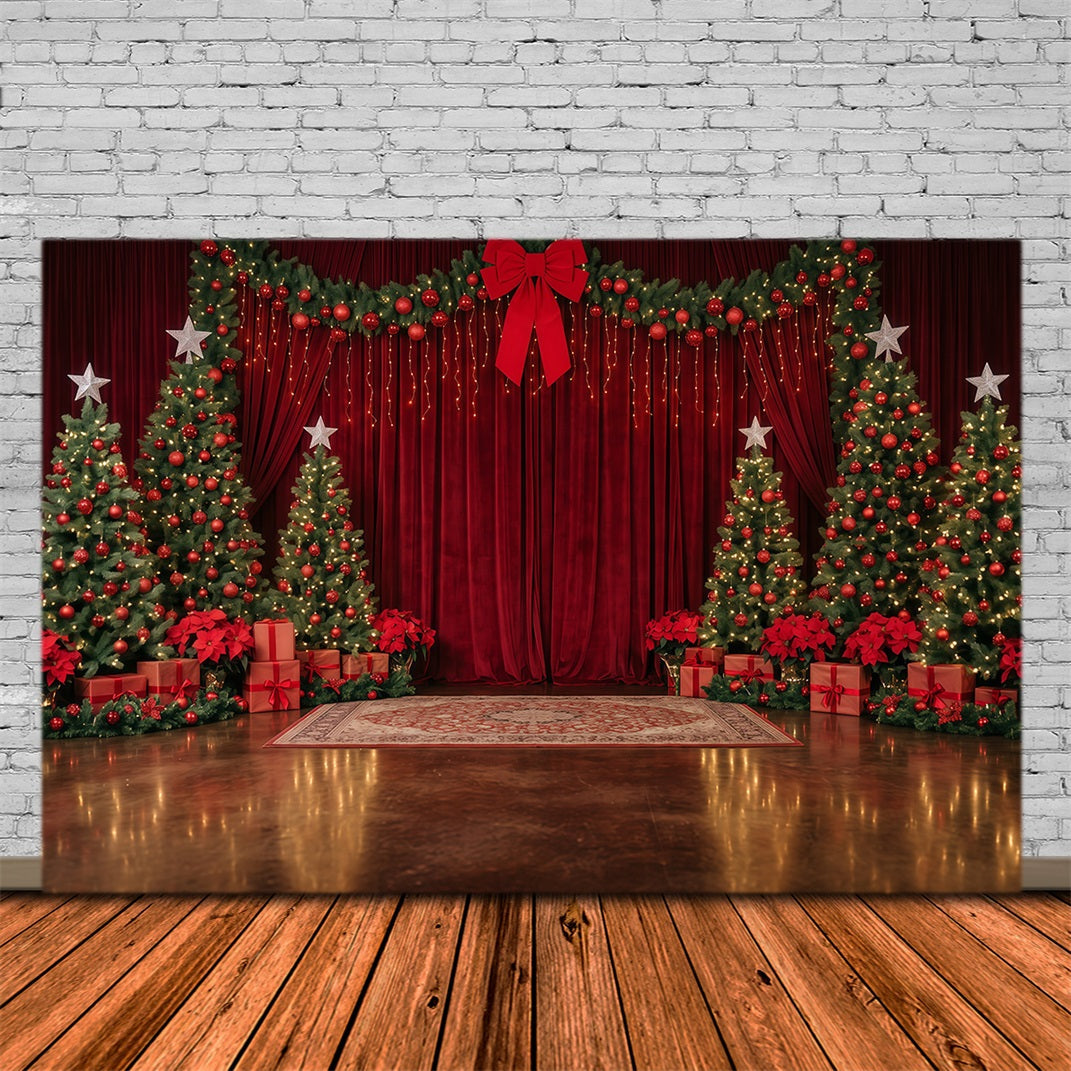 Fond Photo De Noël Scène Velours Rouge Sapin RR610-69