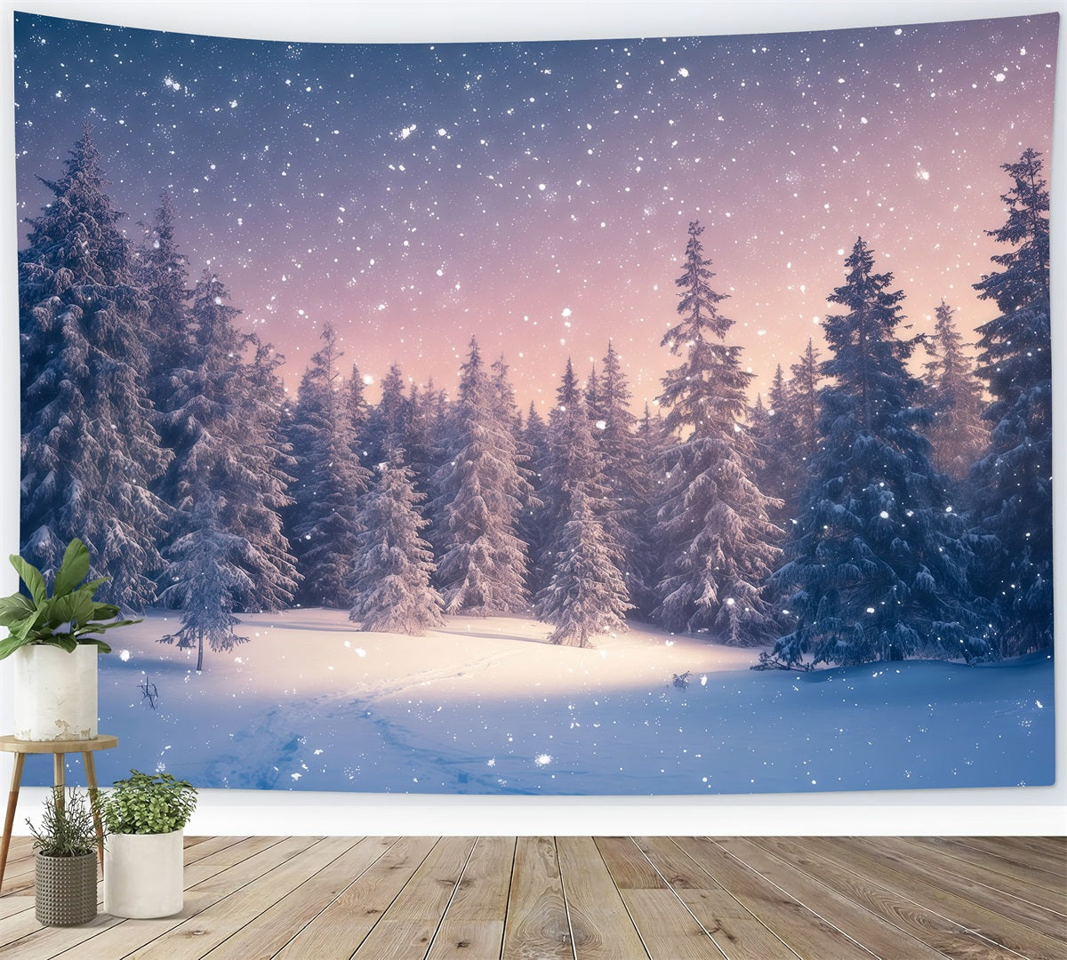 Fond De Sapins De Noël Forêt Hivernale Crépuscule RR610-92