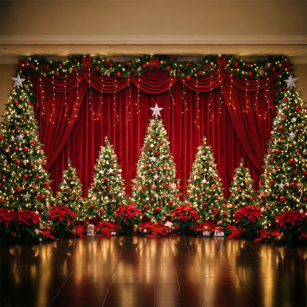 Fond Photo De Noël Rideau Velours Présentoir Sapin RR610-99