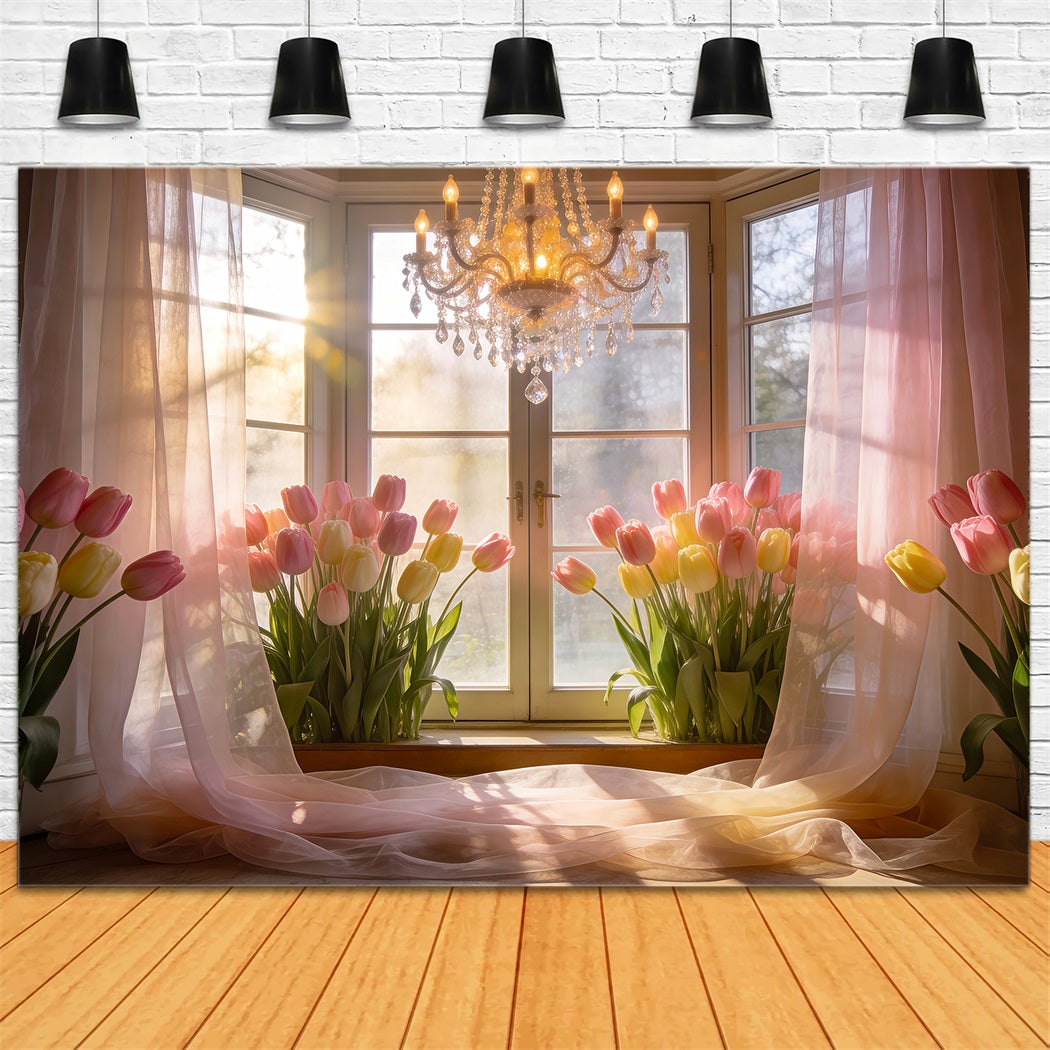Fond Studio Tulipees Fenêtre Dorée Soleil Lustre RR62-16