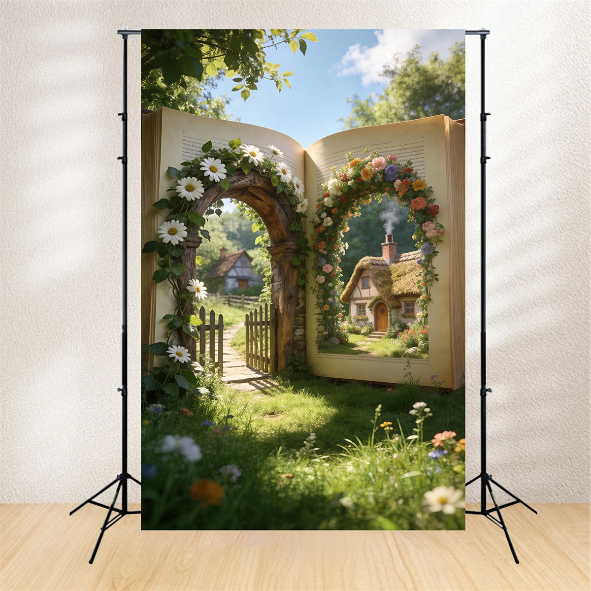 Fond Studio Grange Printanière Entrée Cottage Jardin Conte De Fées RR62-33