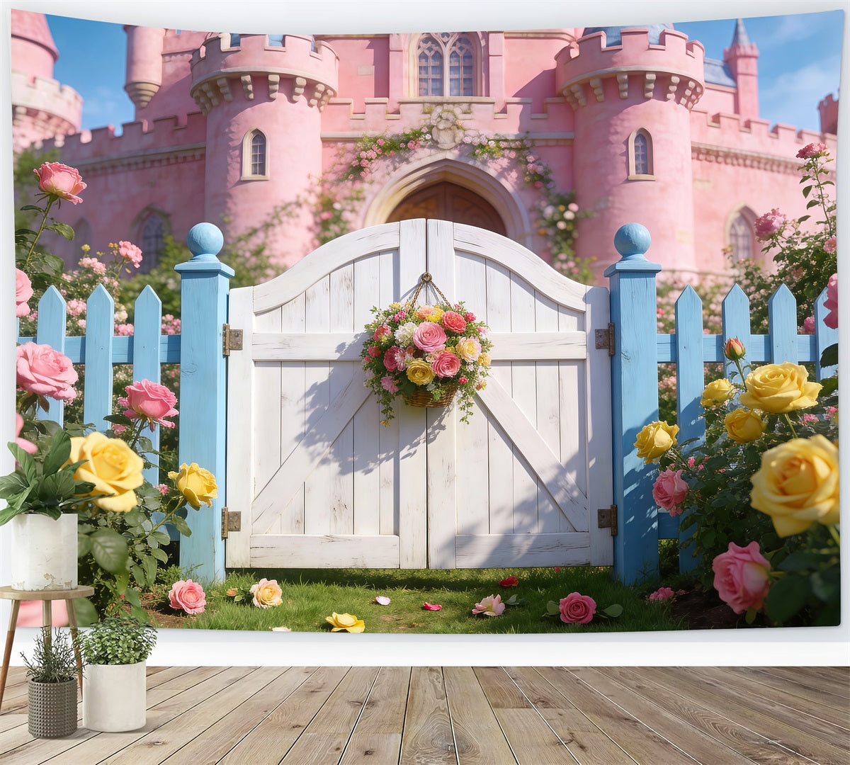Fond Photo Jardin Enchanté Château Rose Portail Floral De Roses RR62-35