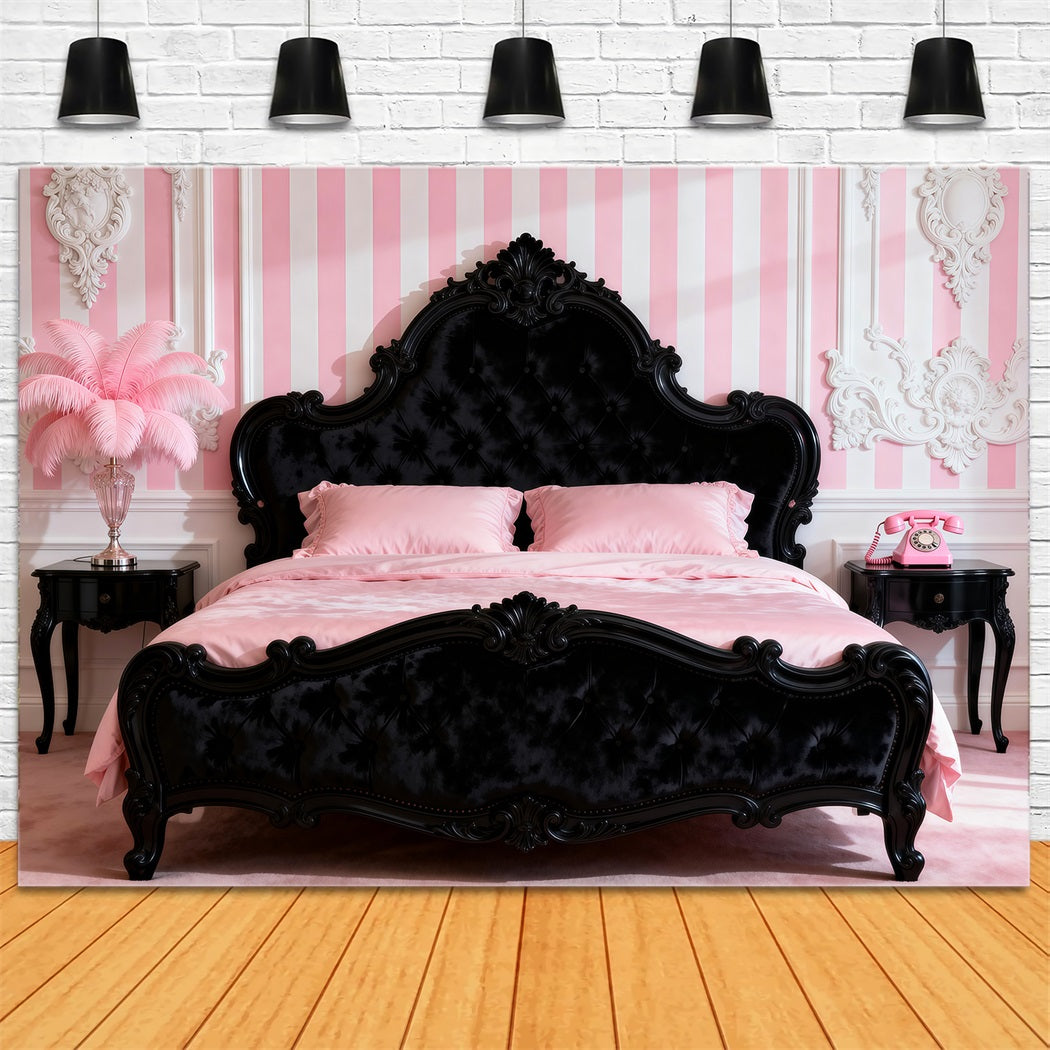 Toile de fond Boudoir Élégance Rayures Roses Baroques RR62-56
