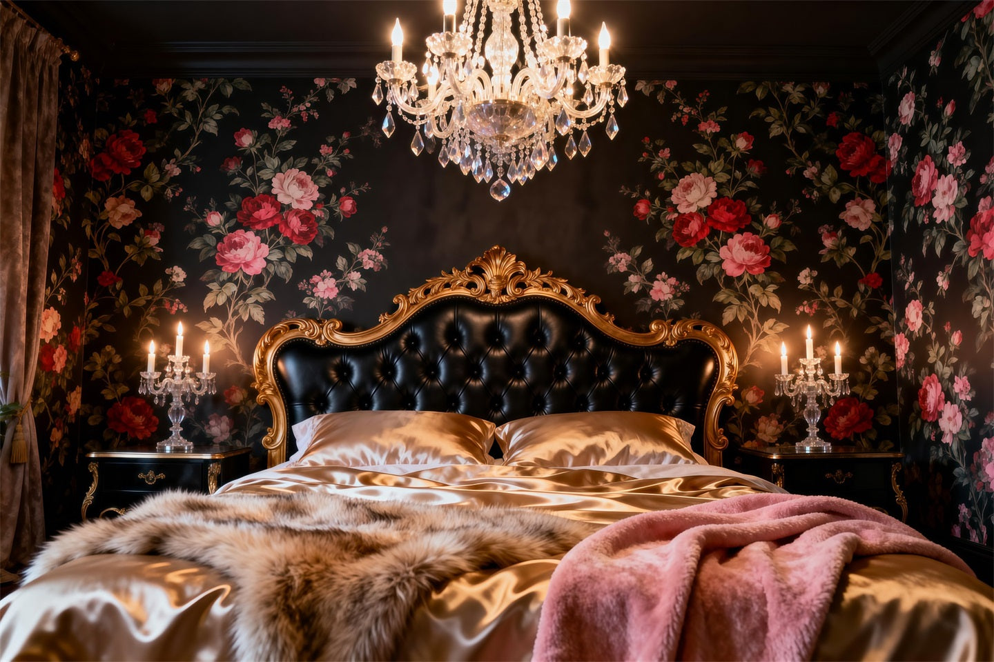 Fond Photo Boudoir Luxe Lustre Floral Sombre RR62-57